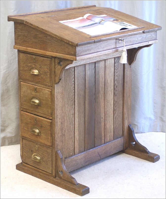4034 Antique Oak Clerks Desk - Lectern - Reception Desk (1)